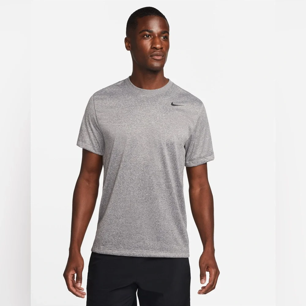 Nike Men’s Dri-Fit Short-Sleeve Fitness T-Shirt Heather Gray Large‎ Gym Athletic